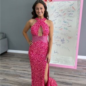 Chic Pink Sequin Prom Dress